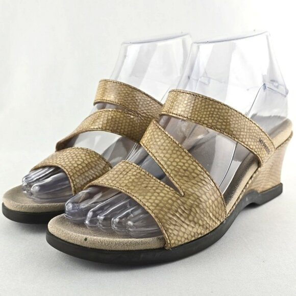 Mephisto Women's Patent Reptile Leather Slip On Strappy Wedge Sandals Size 36 - Picture 3 of 16